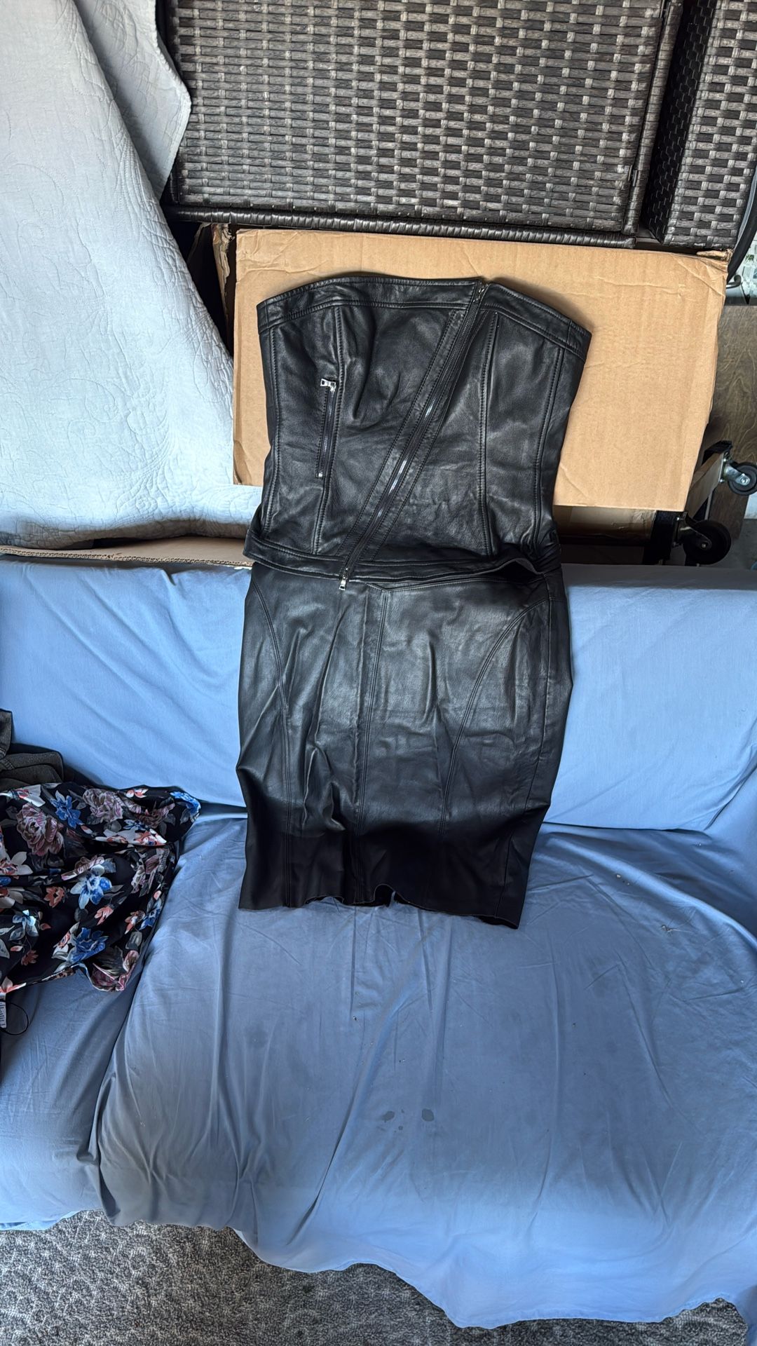 Faux Leather Corset And Skirt