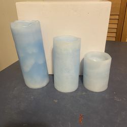 Battery Operated Flickering Blue Candles