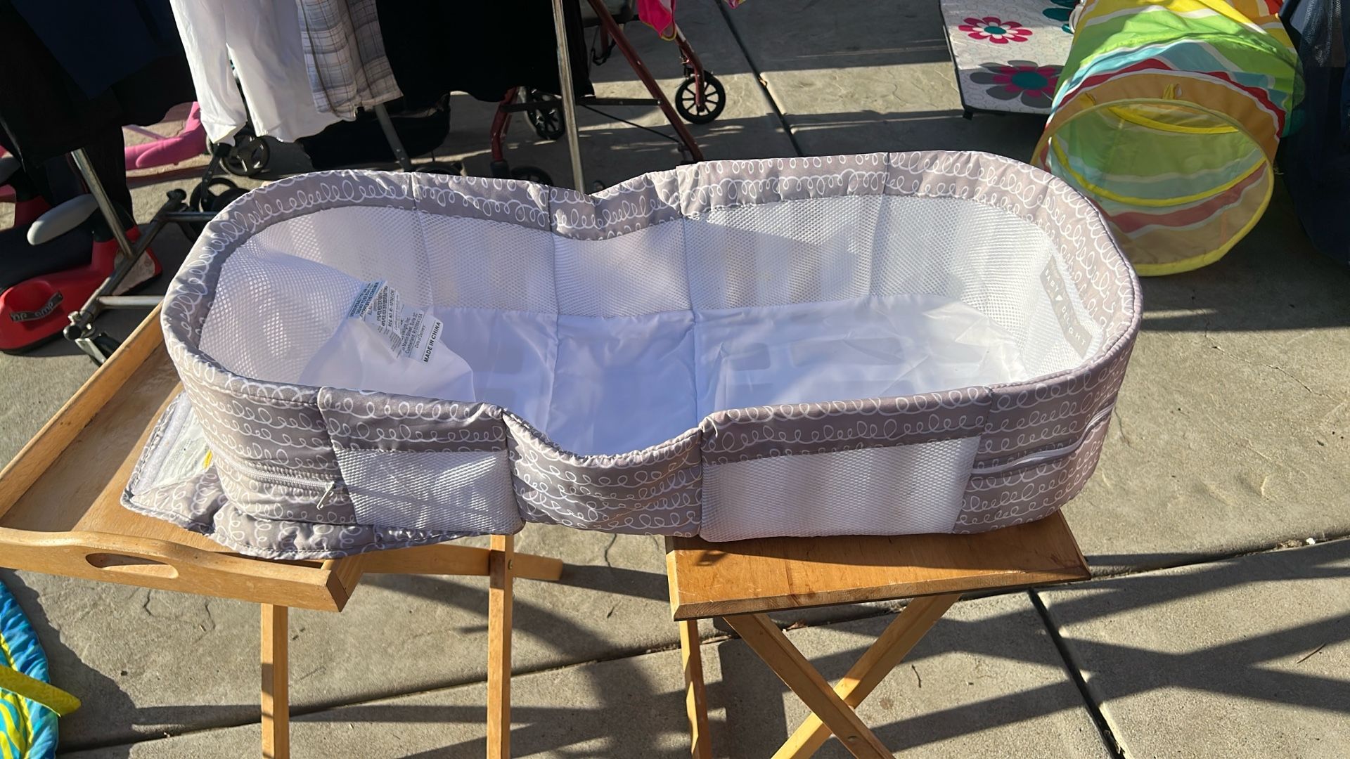 Baby Changing Basket Grey An White 