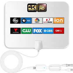 4K Amplified HD Digital TV Antenna Long 1000 Miles Range Support 4K 1080p Fire tv Stick and All Older TV's Indoor Smart Switch Amplifier Signal Booste