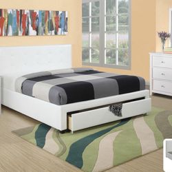 BED WITH DRAWER STORAGE AND MATTRESS NEW IN BOX Queen CAMA CON GAVETA ALMACENAJE Y SU COLCHON  INCLUIDO TODO NUEVO EN SU CAJA