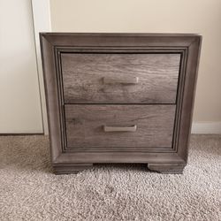Gray Wooden Nightstand 