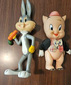 Bugs Bunny And Porky Pig- Rubber Dolls