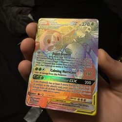 Pokemon Rainbow Rare Tag Team Rowlet And Alolan Exegguter