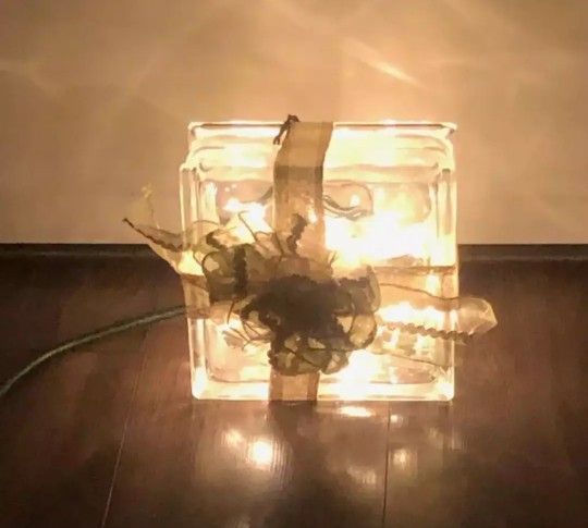 Christmas Decor Glass Block Lighed