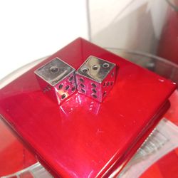 Solid Stainless Steel Silver & Black  Dice 