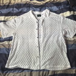 See Through Collared Button-Up Shirt