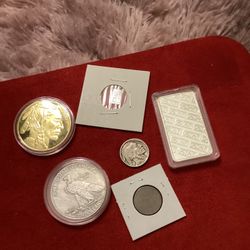 🌈⭐️Gold Buffalo Nickle Large Coin Silver Coin 🦋☪️