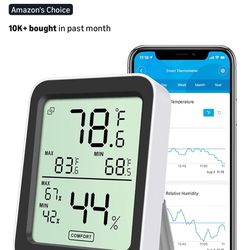Govee Digital Hygrometer Indoor Thermometer Room H5075, Bluetooth Temperature Humidity