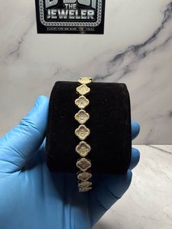 14k Golde Vermeil VVS D Moissanite Clover Bracelet