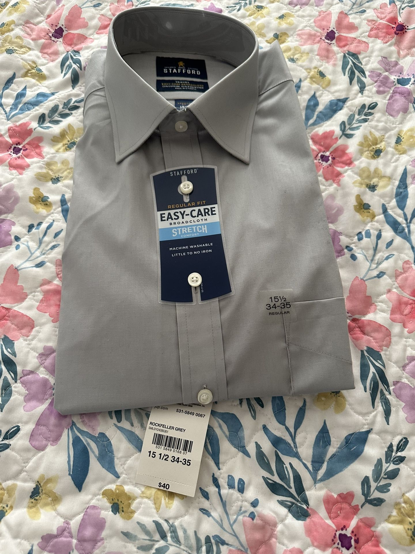 jcp stafford dress shirts Stafford Sweat Repel Advanced Performance Men's Regular Fit Stretch Fabric Wrinkle Free Long Sleeve Dress Shirt, 17-17.5 36-37, Pink