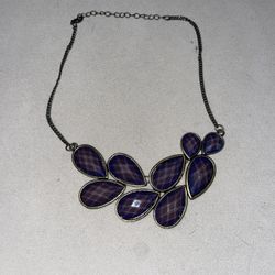 Vintage Bib Collar Blue Faceted Statement Necklace Women’s 60s 70s Costume Jewelry