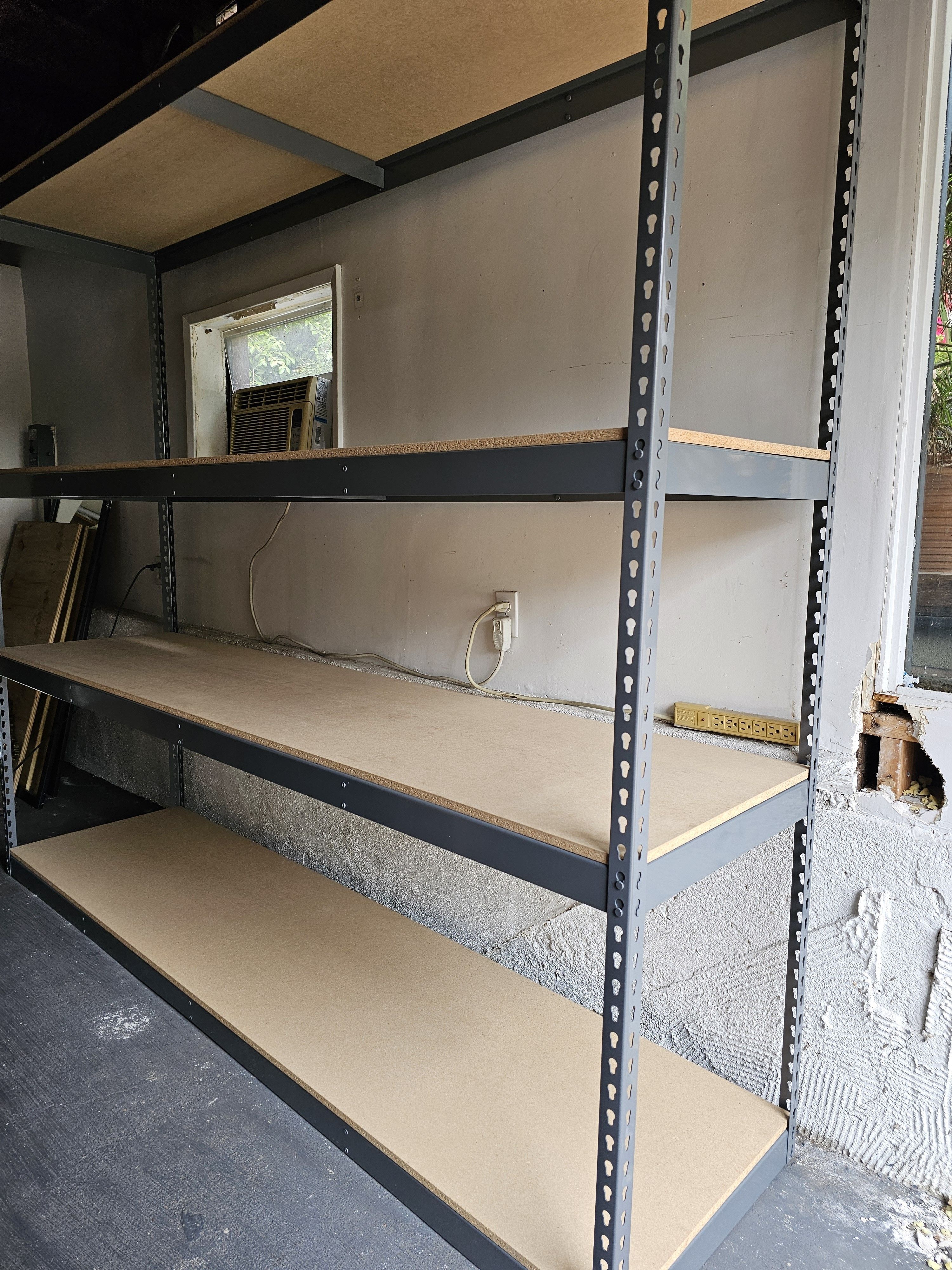 4 Tier Industrial Warehouse Shelving 96 in W x 24 in D Boltless Steel Shleving Similar to Uline Stronger Than Homedepot And Lowes Delivery Available