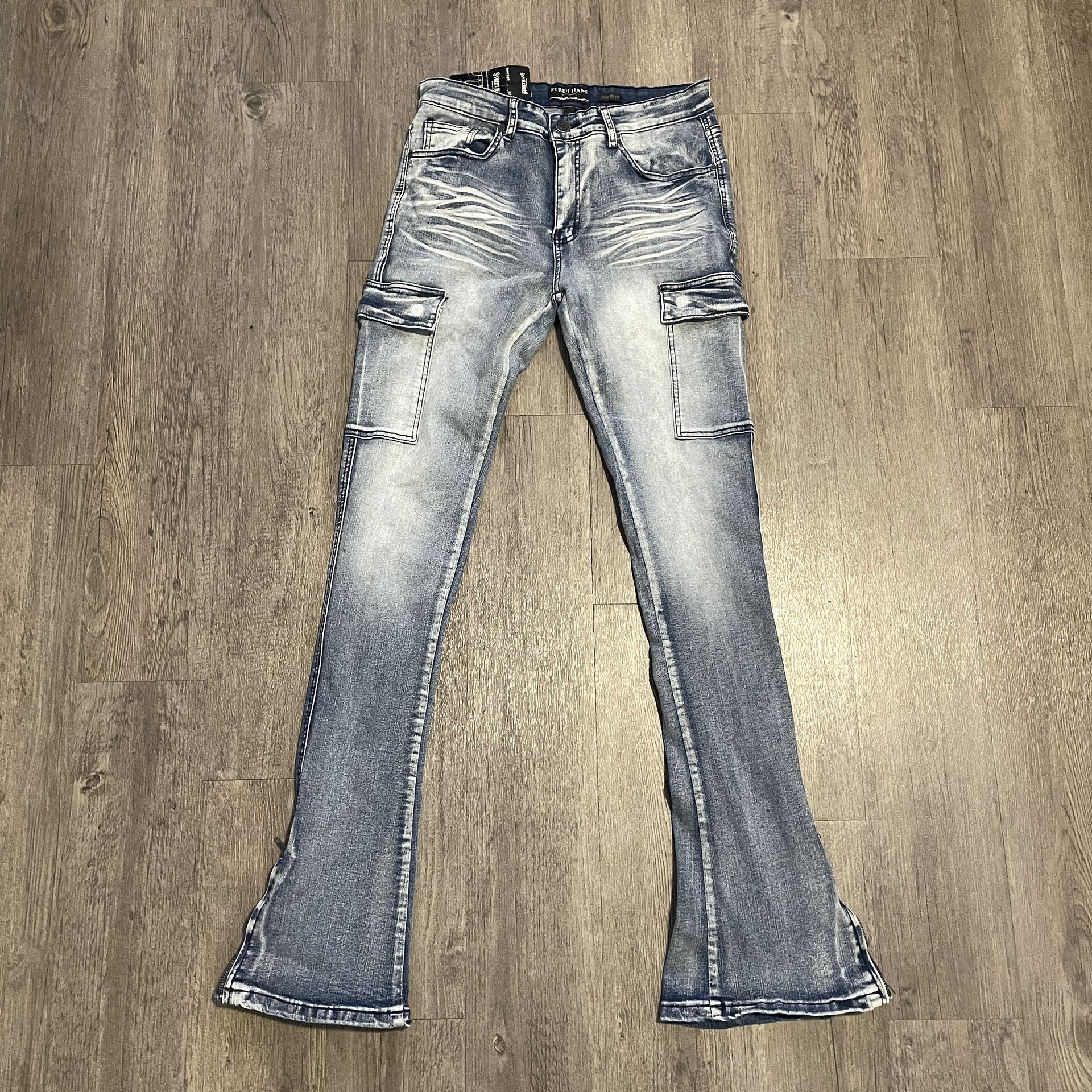Street Jeans Zipper Flare Skinny Jeans (Shady Blue)