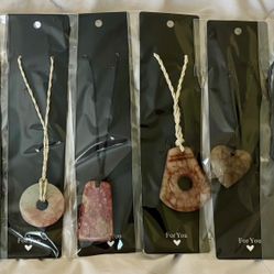 Hand Made Adjustable Corded Necklaces With Stone Pendant Lot Of 6 (pkg 1)
