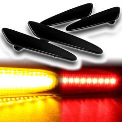 For 2005-2013 Chevy Corvette C6 Smoked LED Front+Rear Signal Side Marker Lights -(4-PZ651-Q2Y + 4-PZ651-H2R