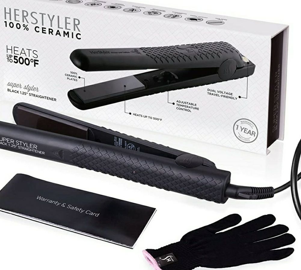 SUPER STYLER. BLACK 1.25" HAIR STRAIGHTENER