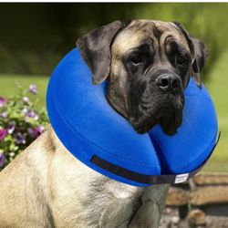 Protective Inflatable Collar for Dogs and Cats - Soft Pet Recovery Collar Does Not Block Vision E-Collar (X-Large, Blue)
