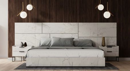 Marble bed set with 2 nightstands