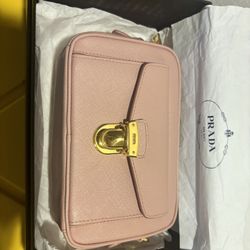 Pink Prada Saffiano Shoulder  Bag