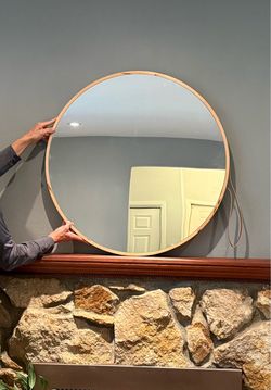 36” round mirror with leather strap