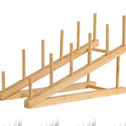 6 Pack Plate Stands For Display,Wooden Multi Plate Holder Cabinet Organizer, 5-Tier Craft Show Vendor Counter Display Rack For Tabletop Book, Art prin