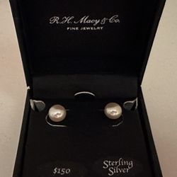 New Pearl Sterling Silver Earrings 