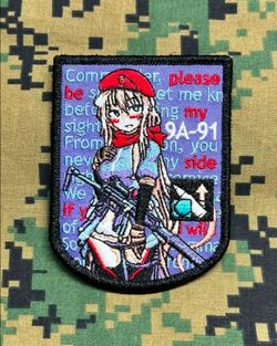 9A-91 Russian T-Doll (Tactical Doll) Girls' Frontline Morale Anime Patch - Backed with Velcro