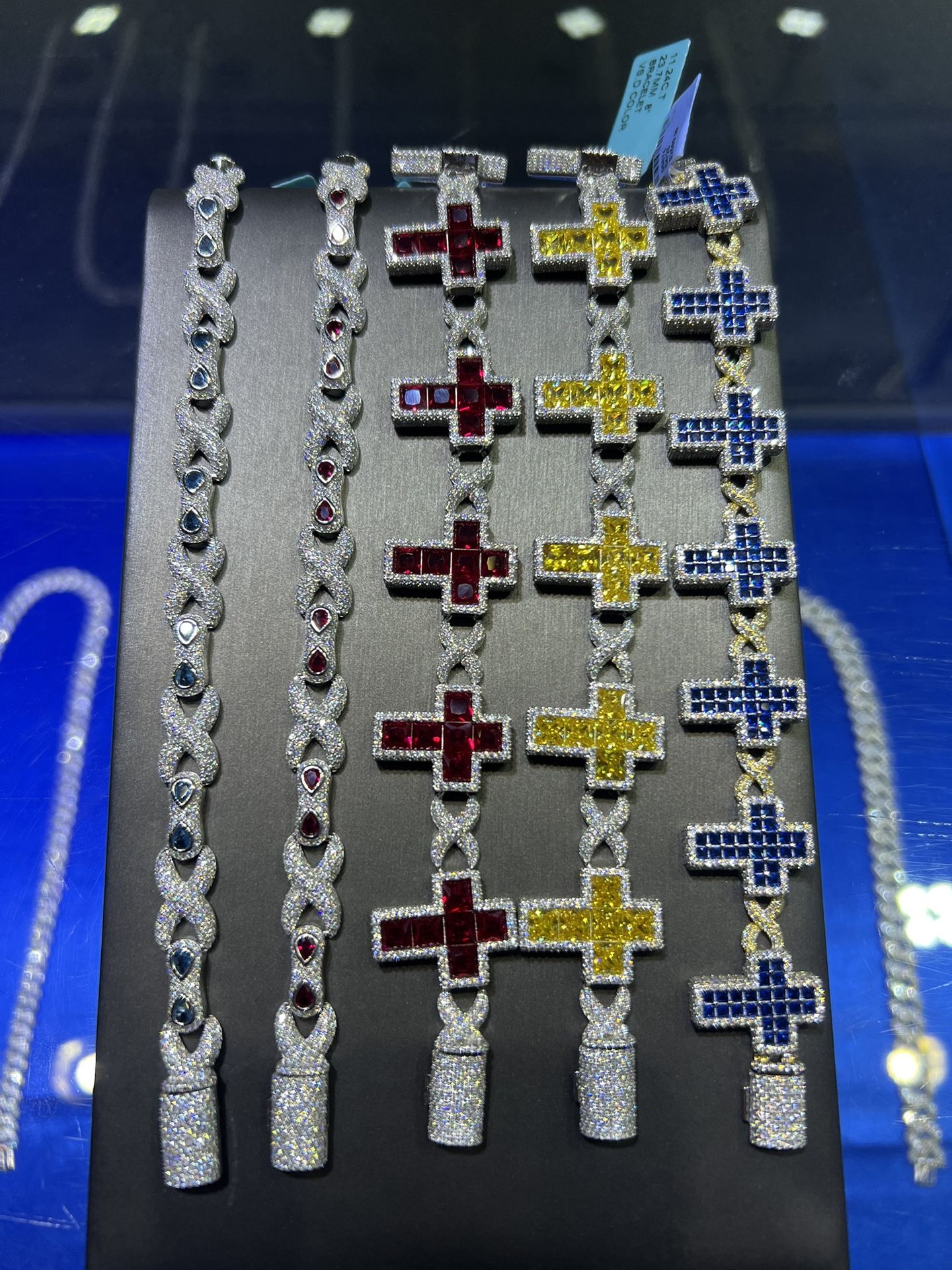 Moissanite infinity link cross bracelets