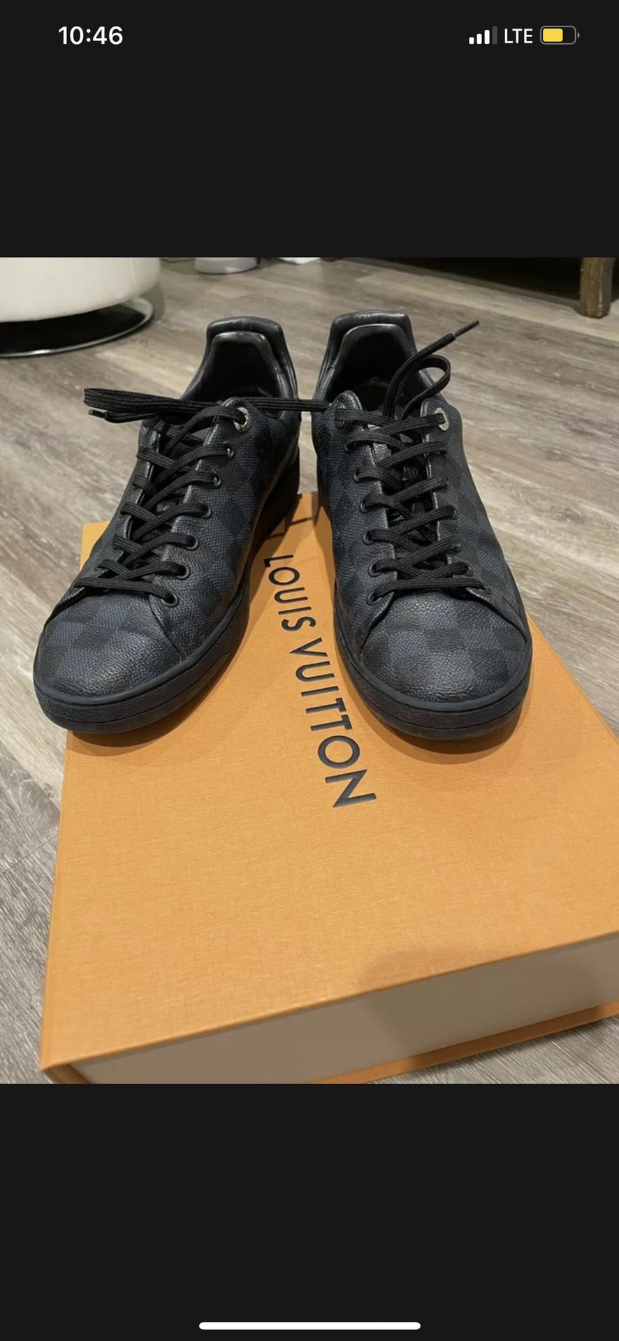 Louis Vuitton – Black Leather Frontrow Sneakers – Queen Station