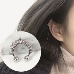  New Crystal Clicker Fake Septum For Women Clip Hoop Nose Ring Faux Piercing Silver Plated Men Girl Gift Body Jewelry