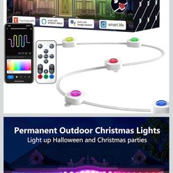 Permanent Outdoor Christmas Lights LED Kit for House Smart ICRGB LED Trim Lights WiFi Bluetooth Permanent String Everlights Year Round Holiday Eaves L