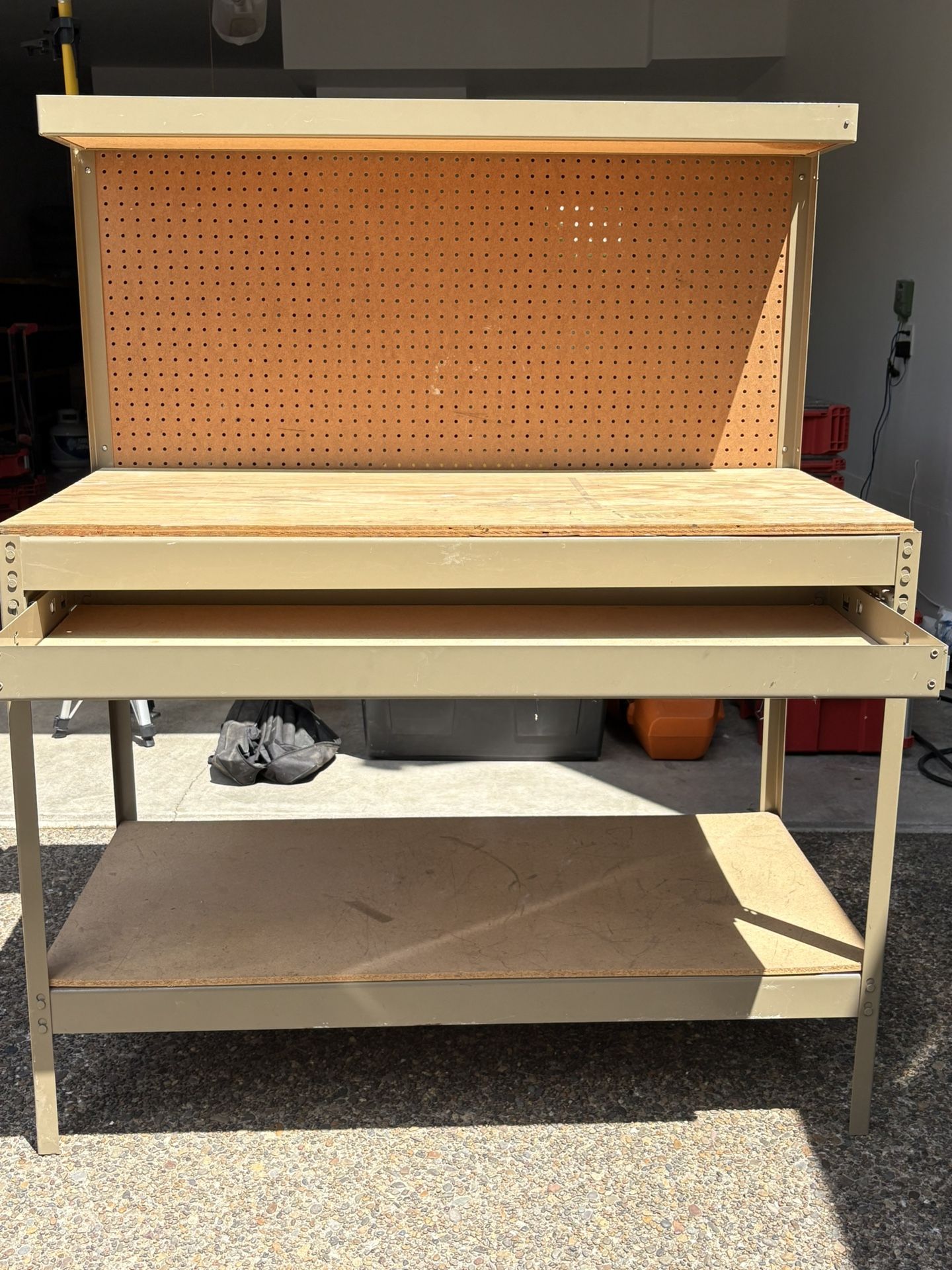 Free - Heavy-Duty Workbench with Pegboard and Shelves