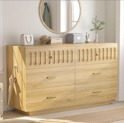 New stylish wooden double dresser with a modern ribbed design