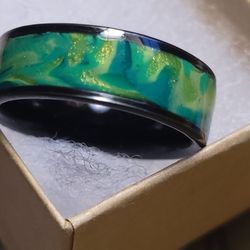 Green Clay Tungsten Ring Size 12