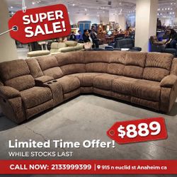 Corduroy Living Room Reclining Sectional Sofa  
