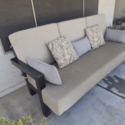 $700  ARIZONA IRON BIG COUCH WITH SUNBRELLA THICK 8"CUSHIONS 