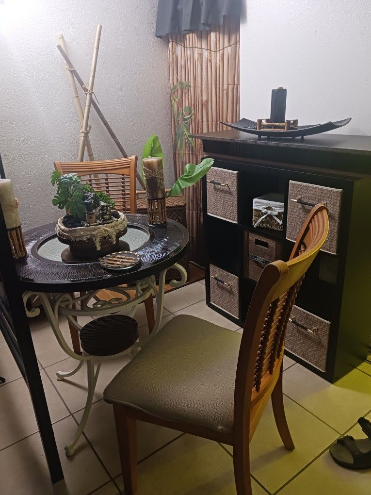 Coffee Table And Chairs Restored And Designed Set Up.