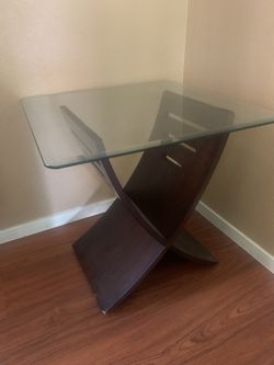 Wood-Glass Coffee End Tables (2)