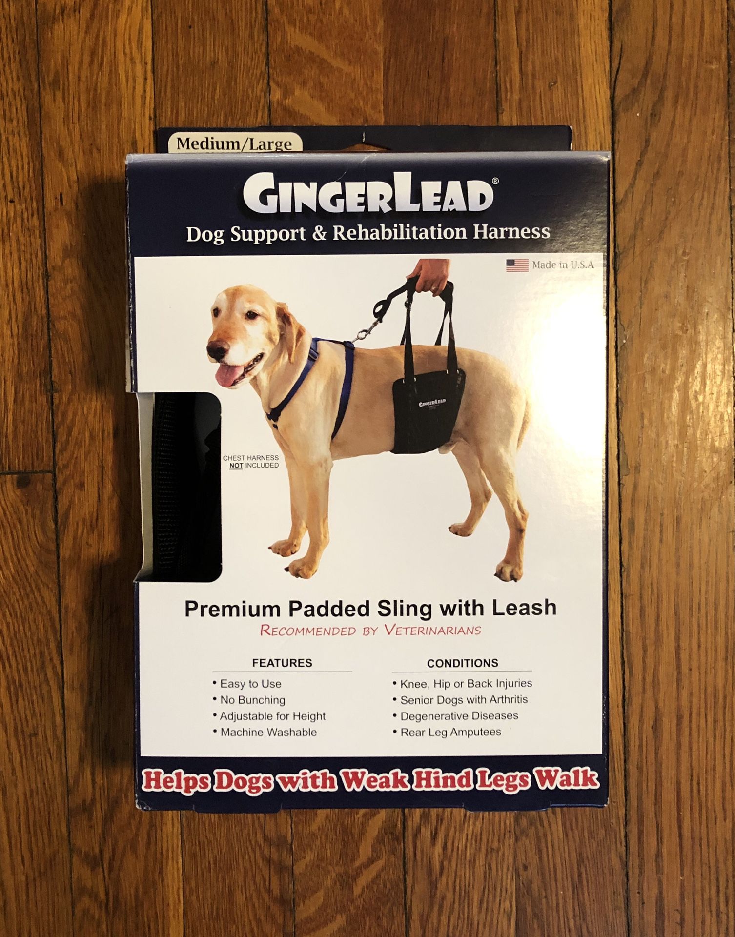 GingerLead Dog Harnesses paid $68 Size M/L brand new! Never used padded Slings with Integrated Leash - Ideal for Older, Disabled, or Injured Dogs Nee