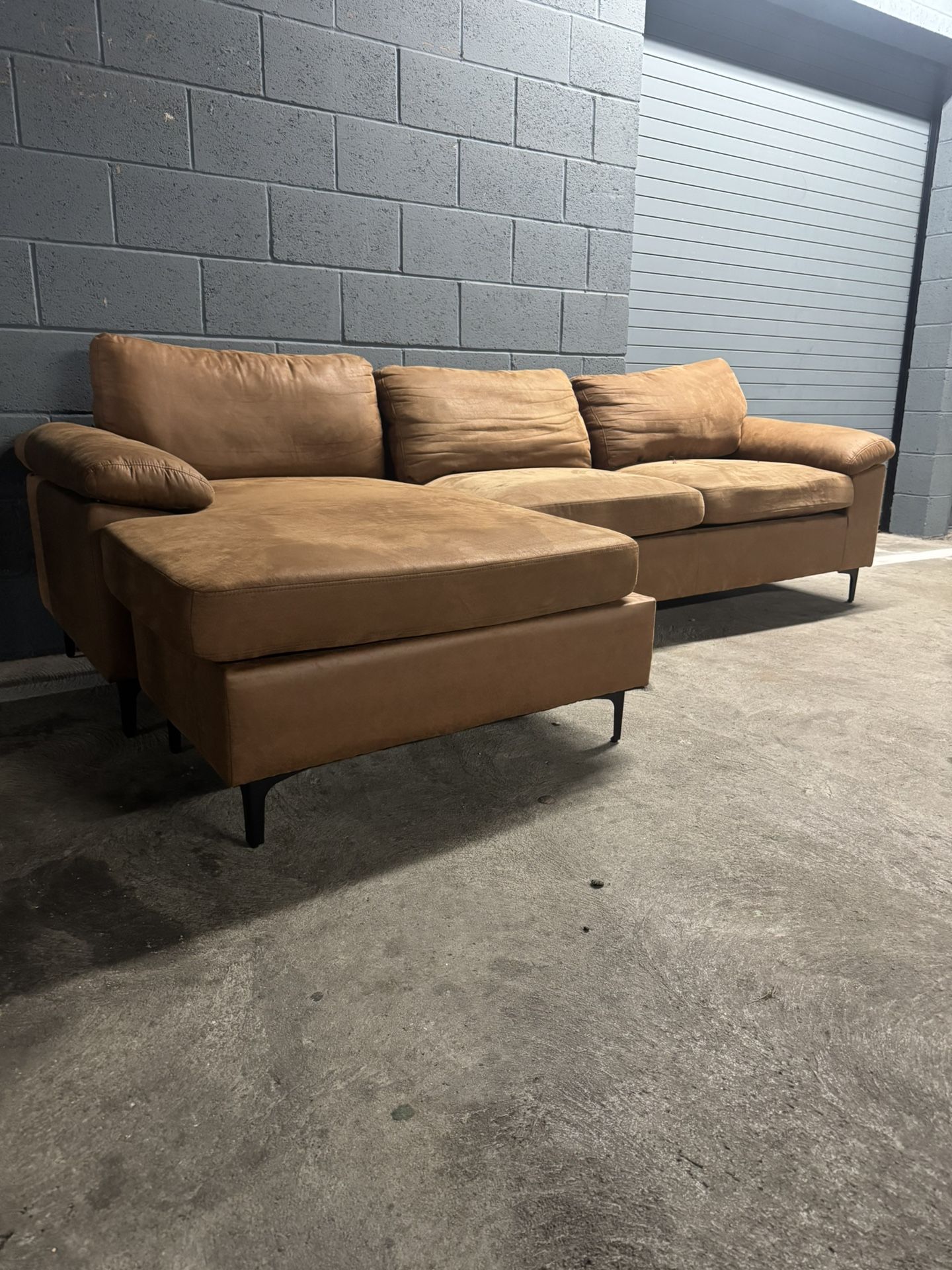 Ovios Reversible Chaise Sofa Suede Fabric