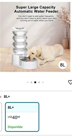 RIZZARI Bebedero automático para mascotas de 8 L, 100% libre de BPA, dispensador de agua de acero inoxidable por gravedad, alimentador de agua de gran