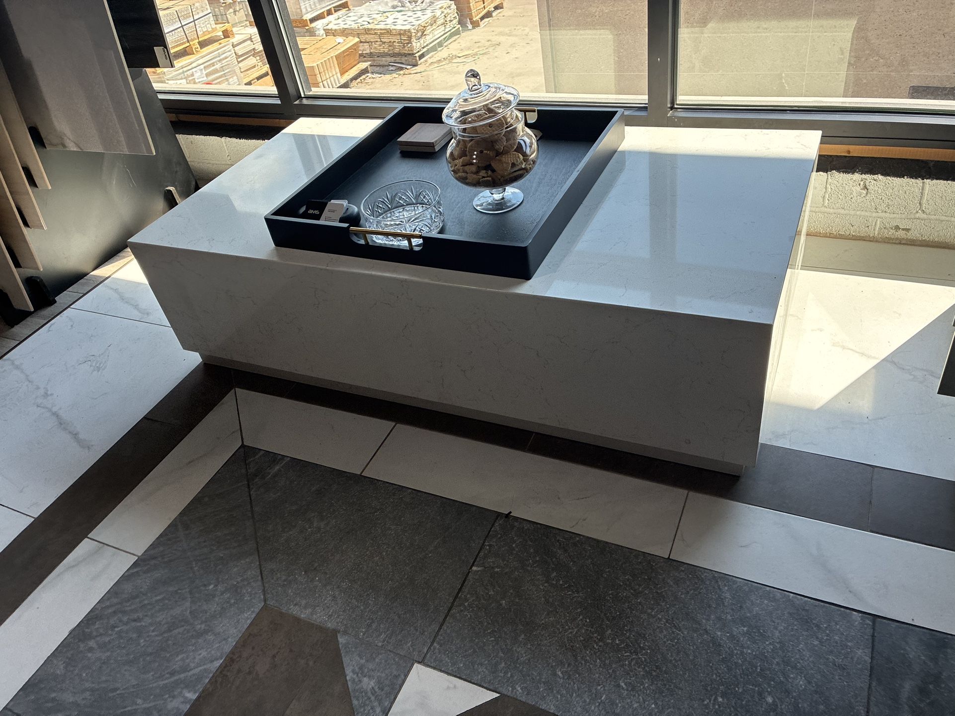 Solid Quartz Coffee Table / Display Console - 26” X 52”