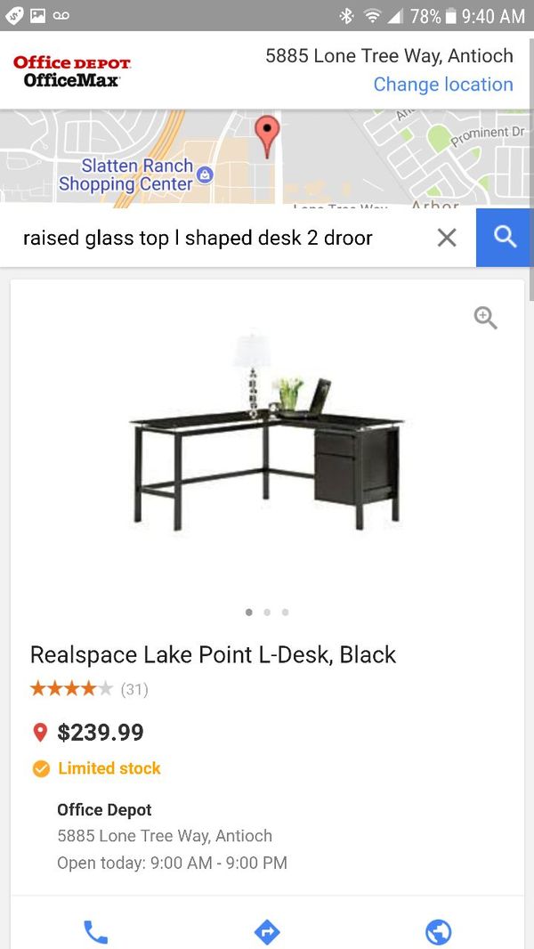 Realspace Lake Point L Desk Raised Glass Top For Sale In Tracy Ca