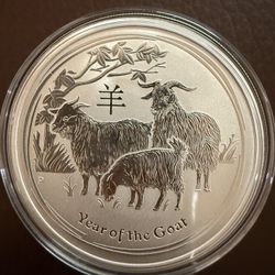 2015 2oz Australia Year Of The Goat Silver Coin