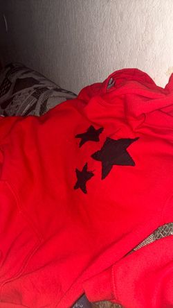 Red Hoodie with Black Star Print size small