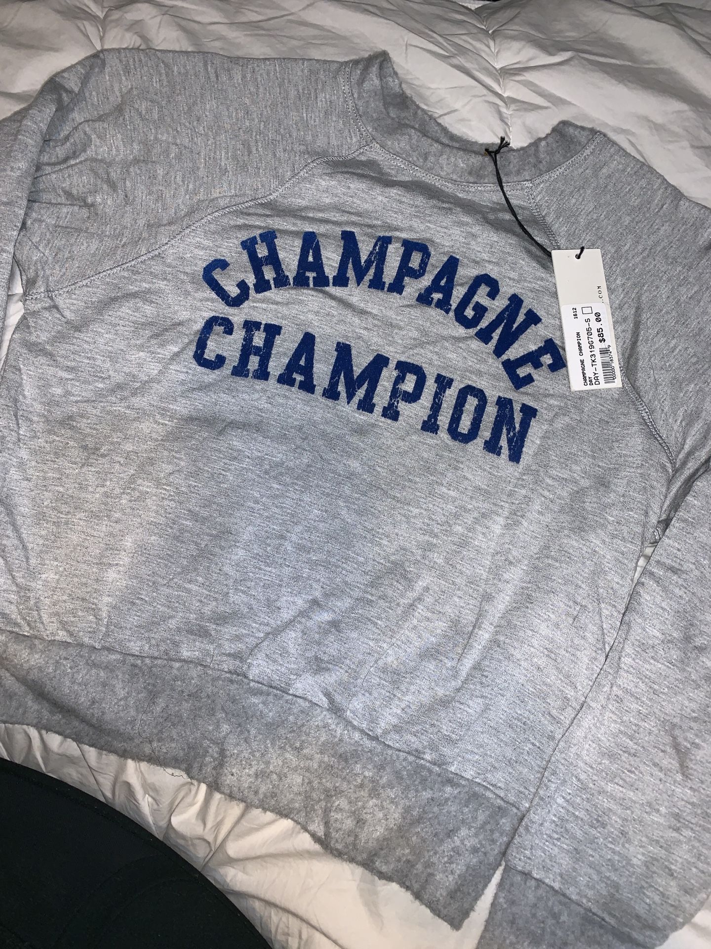 Champagne Champion Crewneck Gray Sweatshirt by Daydreamer -Size Small