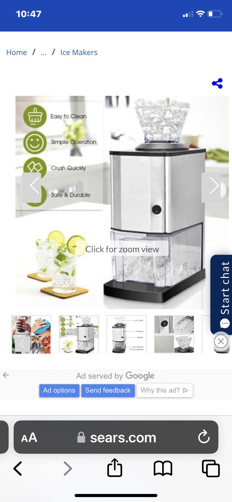 Costway - Electric Stainless Steel Ice Crusher