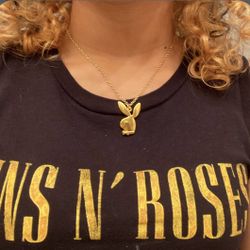 18K Gold Plated Link Charm Necklace with Playboy Bunny/ jewelry gift paparazzi club drip new fun 2025