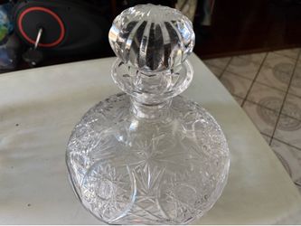Cut glass decanter.